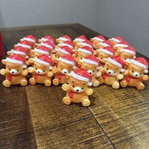 Lot of 25 Vtg Christmas Around the World Blow Mold Teddy Bears w/Santa Hats